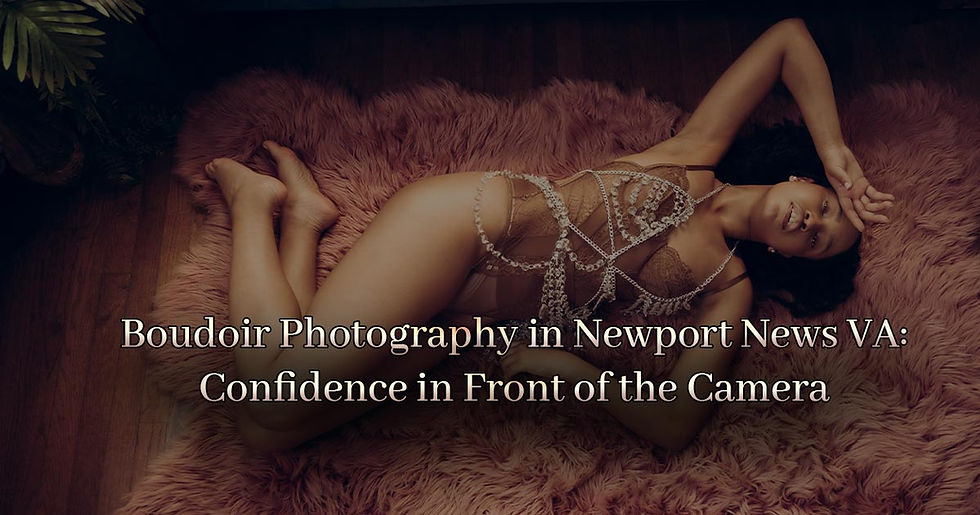 “Boudoir photography in Newport News VA — a woman poses confidently in lingerie on a fur rug, showcasing empowerment and natural beauty.”