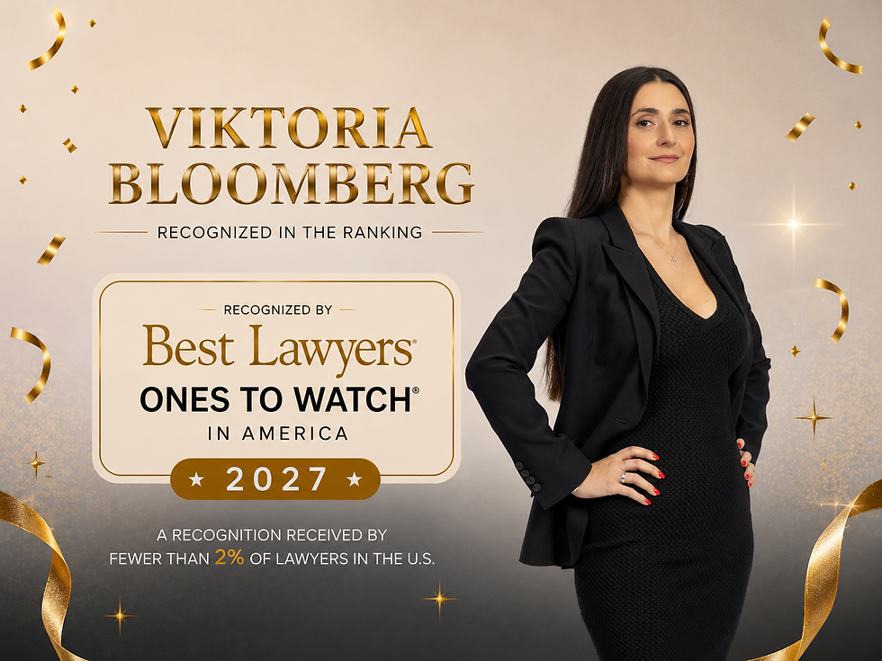 Viktoria Bloomberg has once again been recognized in Best Lawyers: Ones to Watch® in America — this time in the 2027 edition. This recognition is awarded to only about 2% of attorneys in the U.S.