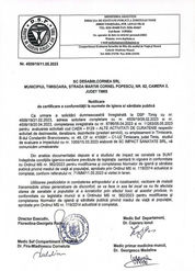 Certificat de conformitate cu Direcţia de Sănătate Publică