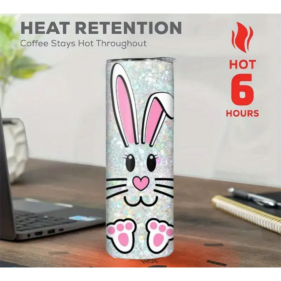 Thumbnail: Bunny Sparkle 20 oz Stainless Steel Tumbler with straw