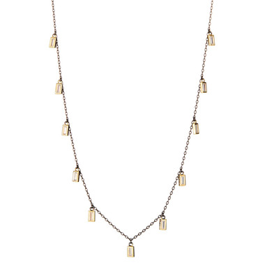 Multi Dangle Baguette cz Necklace
