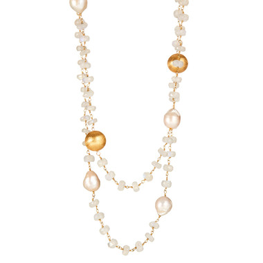 Moonstone & Large Pearls with Gold 36”
