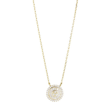 Crystal Quartz Baguette Disc Necklace