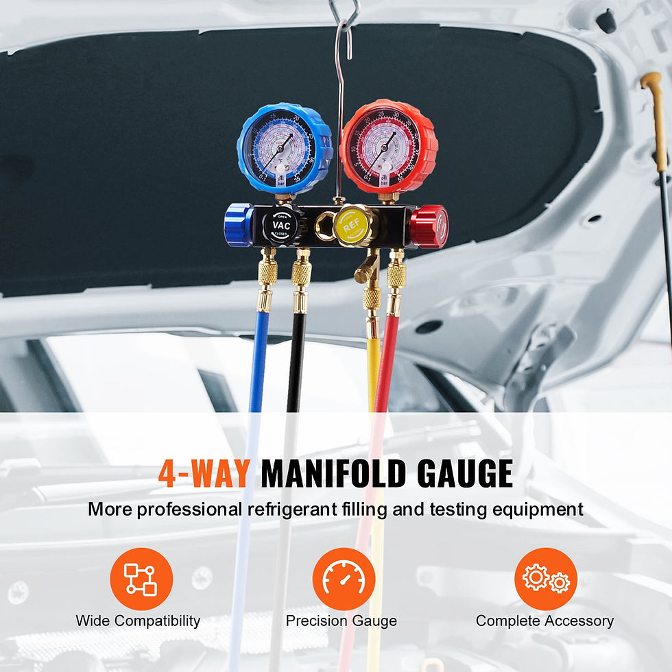Miniatura: KFFKFF 4-Way AC Manifold Gauge Kit for R134A R22 R12 R502 Refrigerants