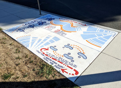 Sidewalk mural in Roslindale by artist Kit Collins, public art, Boston, muralist