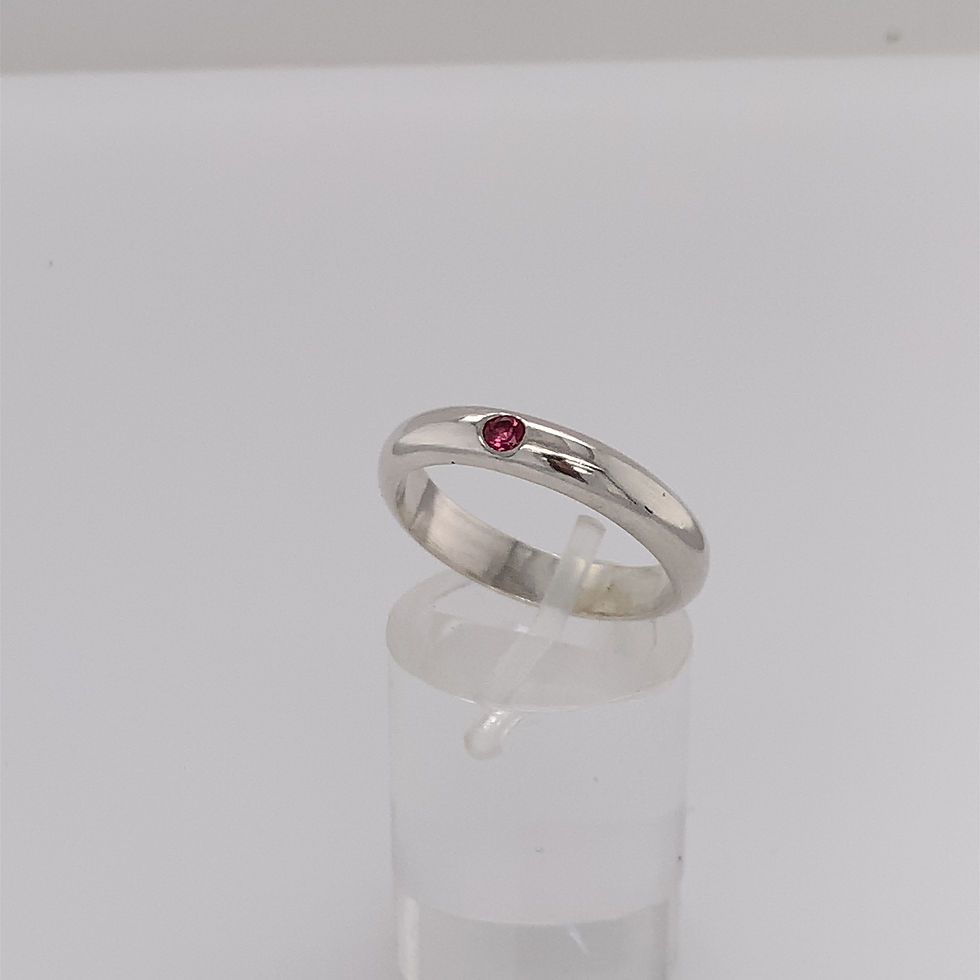 Thumbnail: Pink Tourmaline Flush Set Ring Sterling Silver Magwitchery