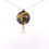 Thumbnail: Patinated Domed Sterling Pendant 24K 18K Gold Mandarin Garnet Cultured Pearl