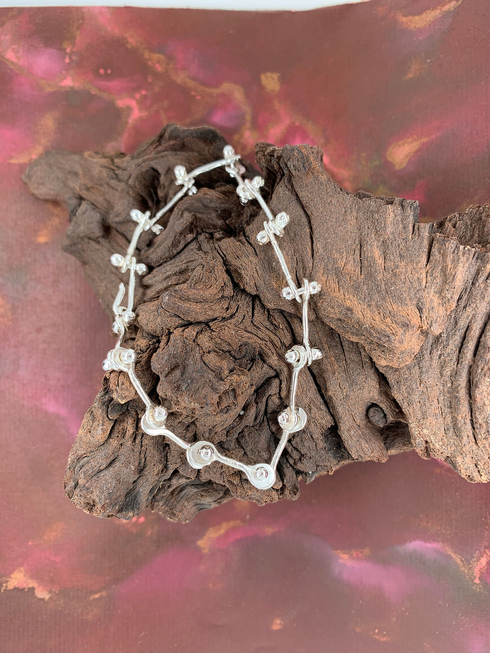 Thumbnail: Sterling Silver Barbell Bracelet - Magwitchery