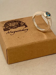 Swiss Blue Topaz Flying Saucer Hand Forged Ring