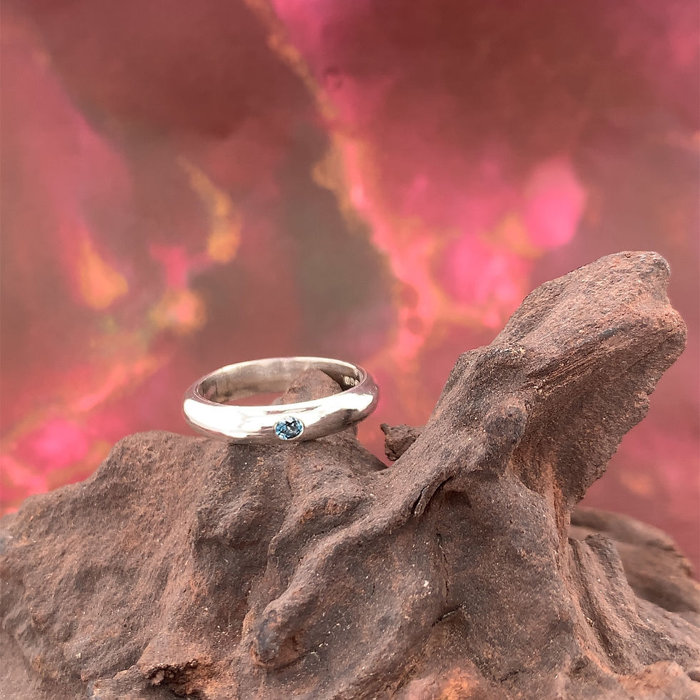 Thumbnail: London Blue Topaz Flush Set Ring Sterling Silver Magwitchery