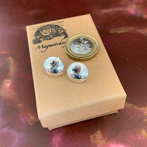 Thumbnail: Etched Silver Stud Earrings