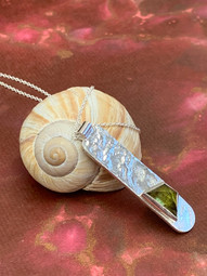 Reticulated Silver and Asymmetric Green Tourmaline Pendant