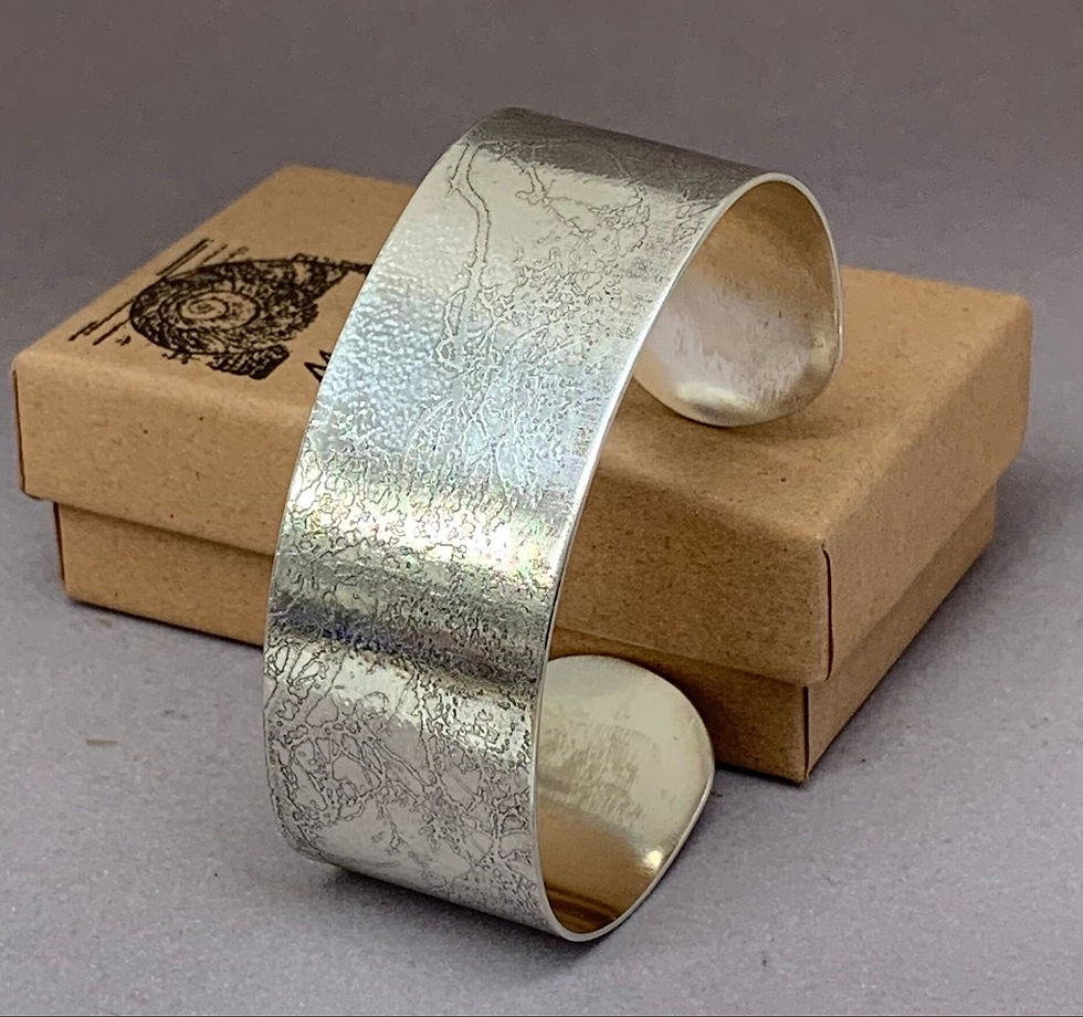 Thumbnail: Etched Sterling Silver Cuff 2.5 cm