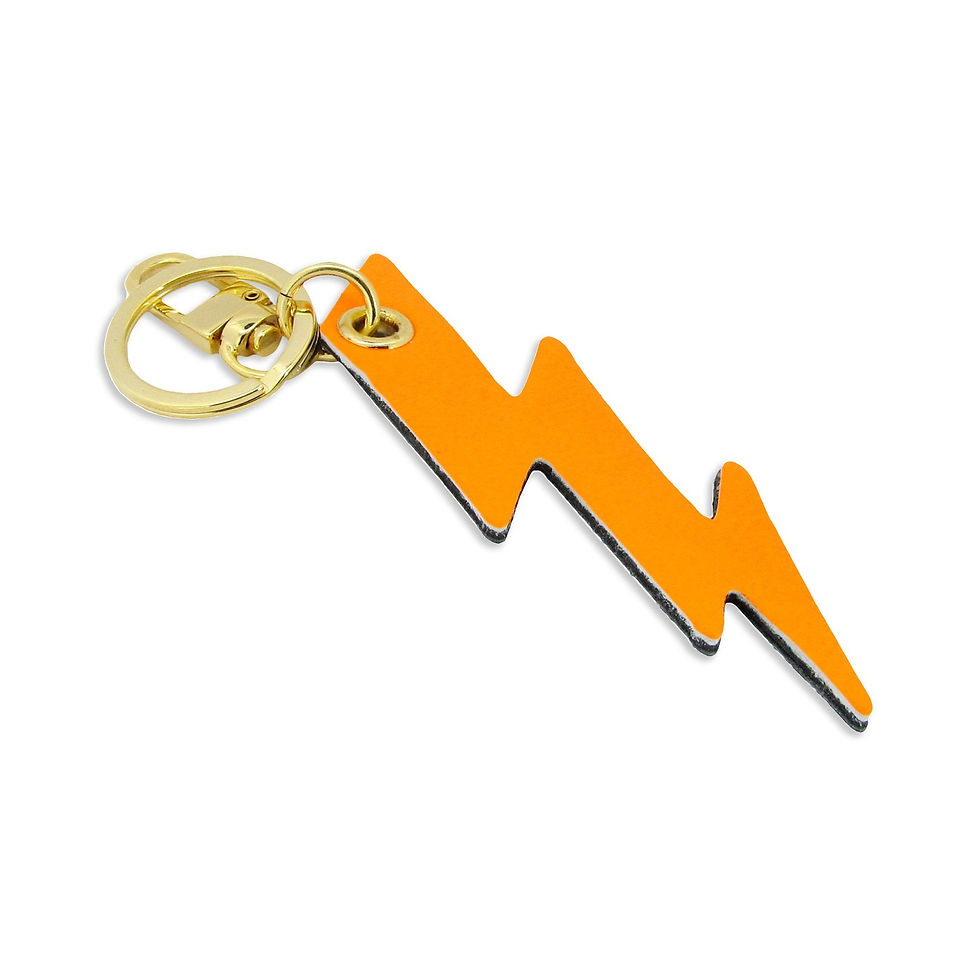 Thumbnail: Orange Lightning Bolt Leather Key Ring