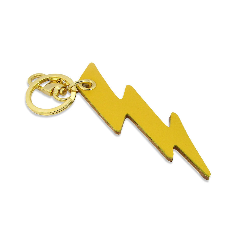 Thumbnail: Yellow Lightning Bolt Leather Key Ring