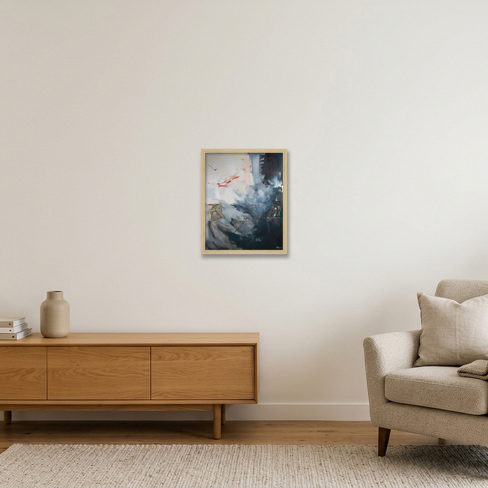 Creation: Limited Edition Print, a large, dramatic abstract oil painting capturing universal energy in motion, in a strong palette of dark and light natural tones. A piece for lovers of quiet, nature-inspired abstract art.