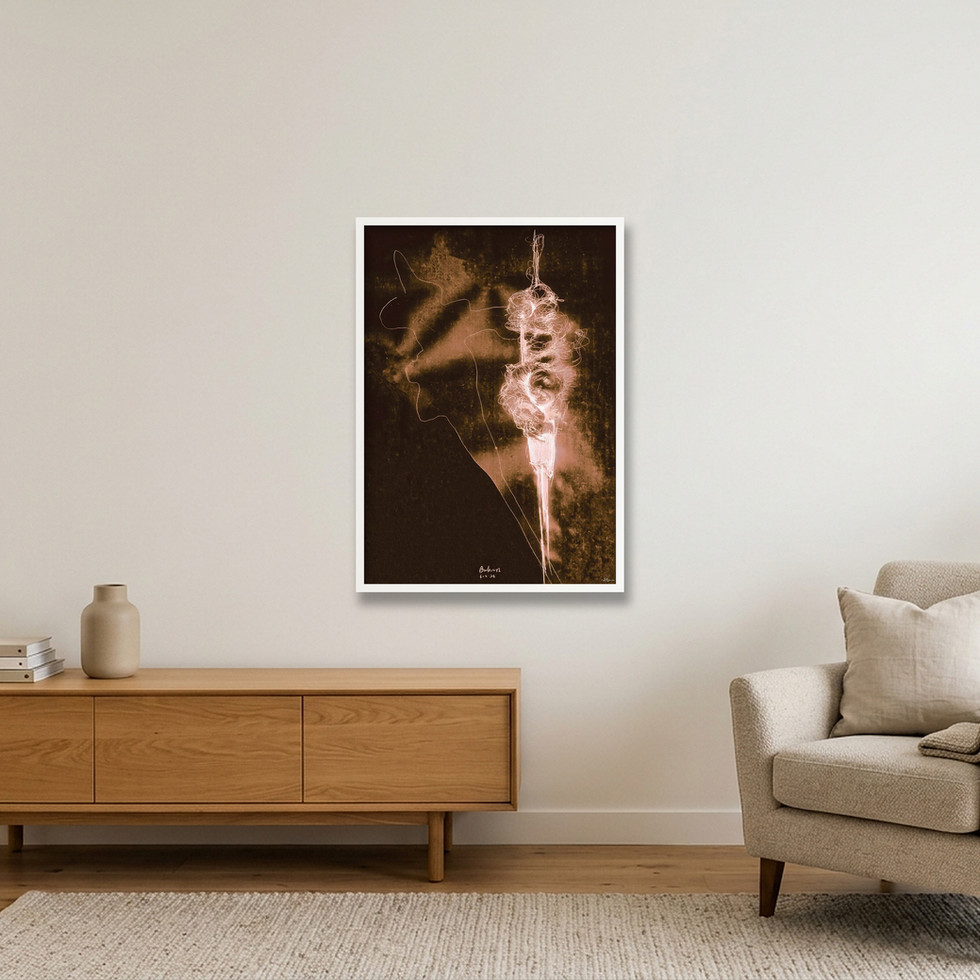 The Bulrush: Limited Edition Print, a graphite nature study of a bulrush seed head caught mid-unravel, its chaotic swirling lines full of quiet organic energy. Original art with a warm, organic, contemplative presence.