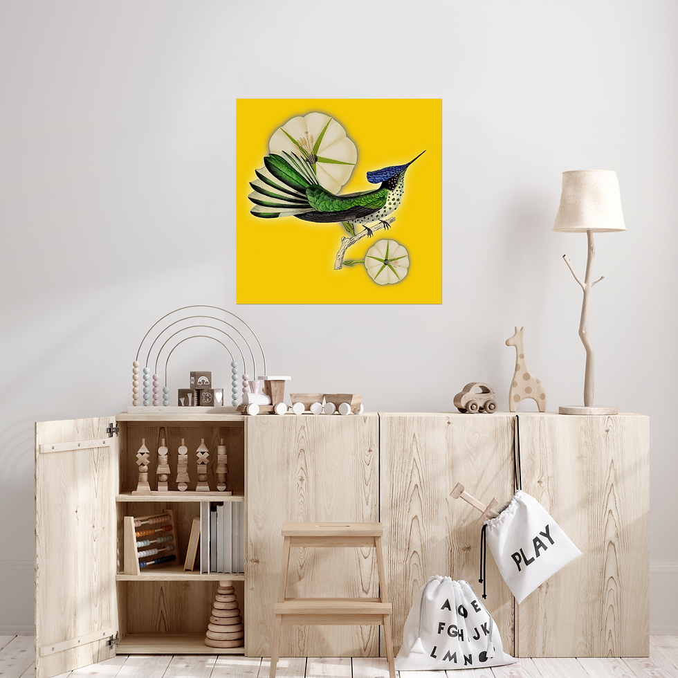 Thumbnail: Green Hummingbird Art Print | Framed, Unframed or Mounted