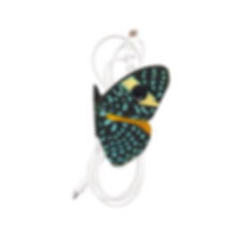 Speckled Gem Butterfly Cable Wrap / Printed Leather Cord Tidy