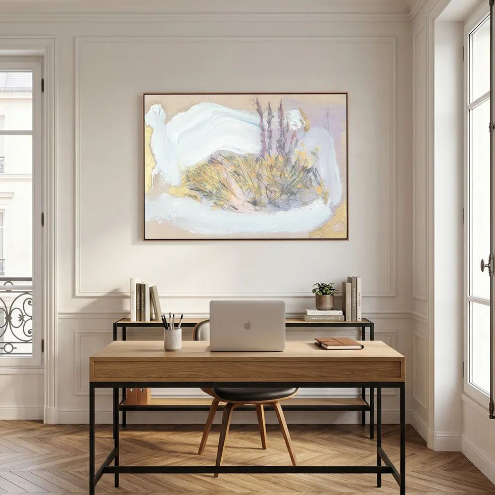 Wildflowers find their way: Canvas Print framed print styled in a neutral, earthy interior — a considered addition to organic, natural or Japandi-inspired living spaces.