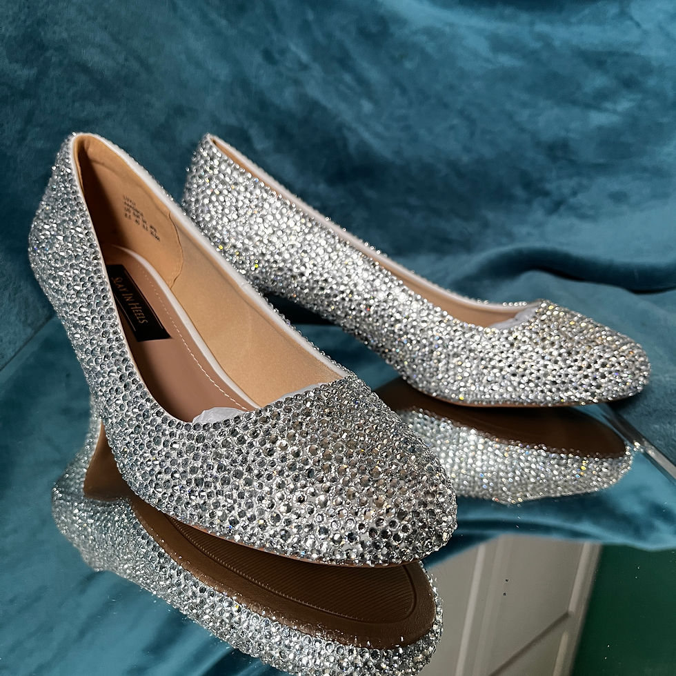 Thumbnail: "Princess" clear crystallised kitten heel shoes