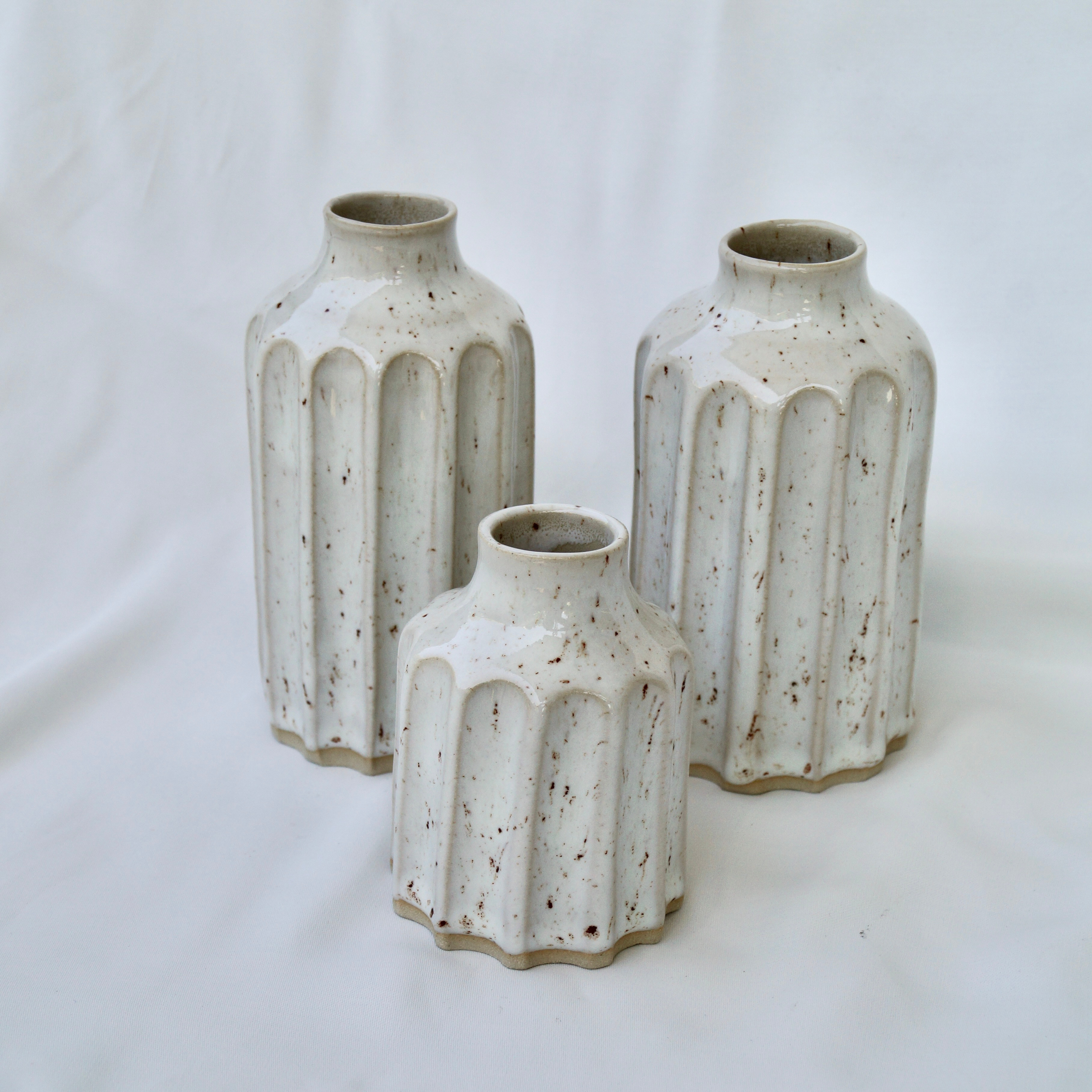 3er Set kleine Vasen - Light speckle