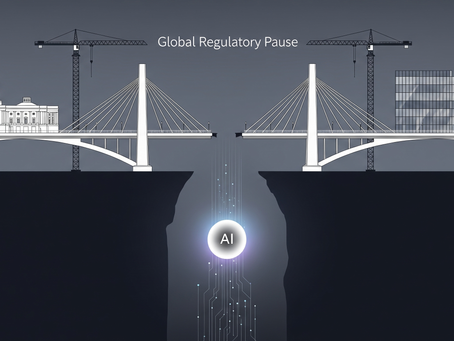 Image showing two sides of the pond trying to establish regulations with AI falling through