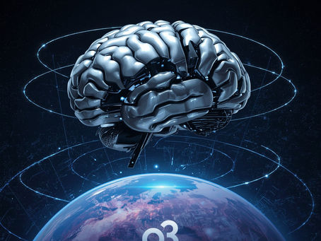 Image of a large AI brain above the earth with the wording "o3 Pro'