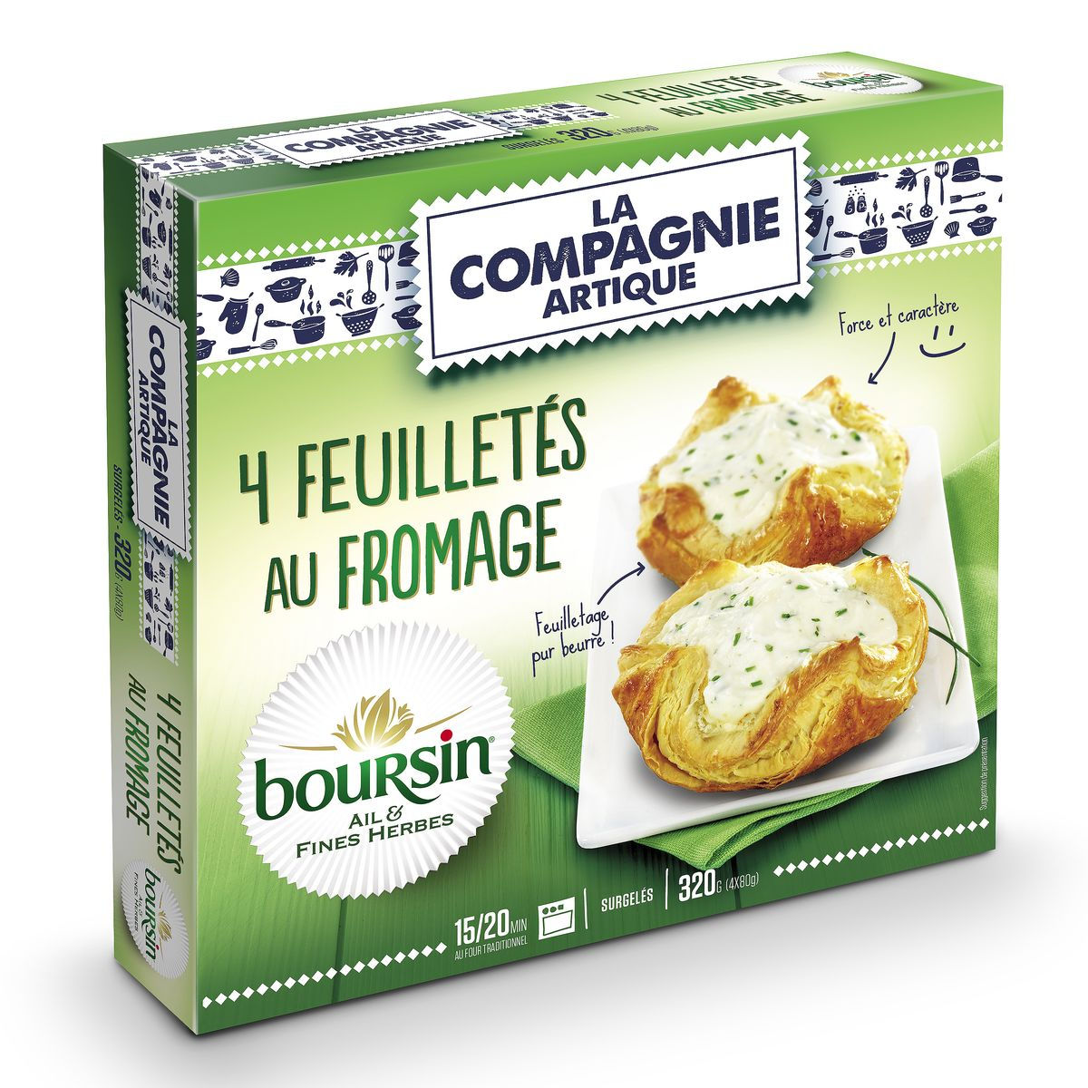 Compagnie Artirque Feuilletés Au Fromage Boursin® Ail & Fines Herbes 4X80G