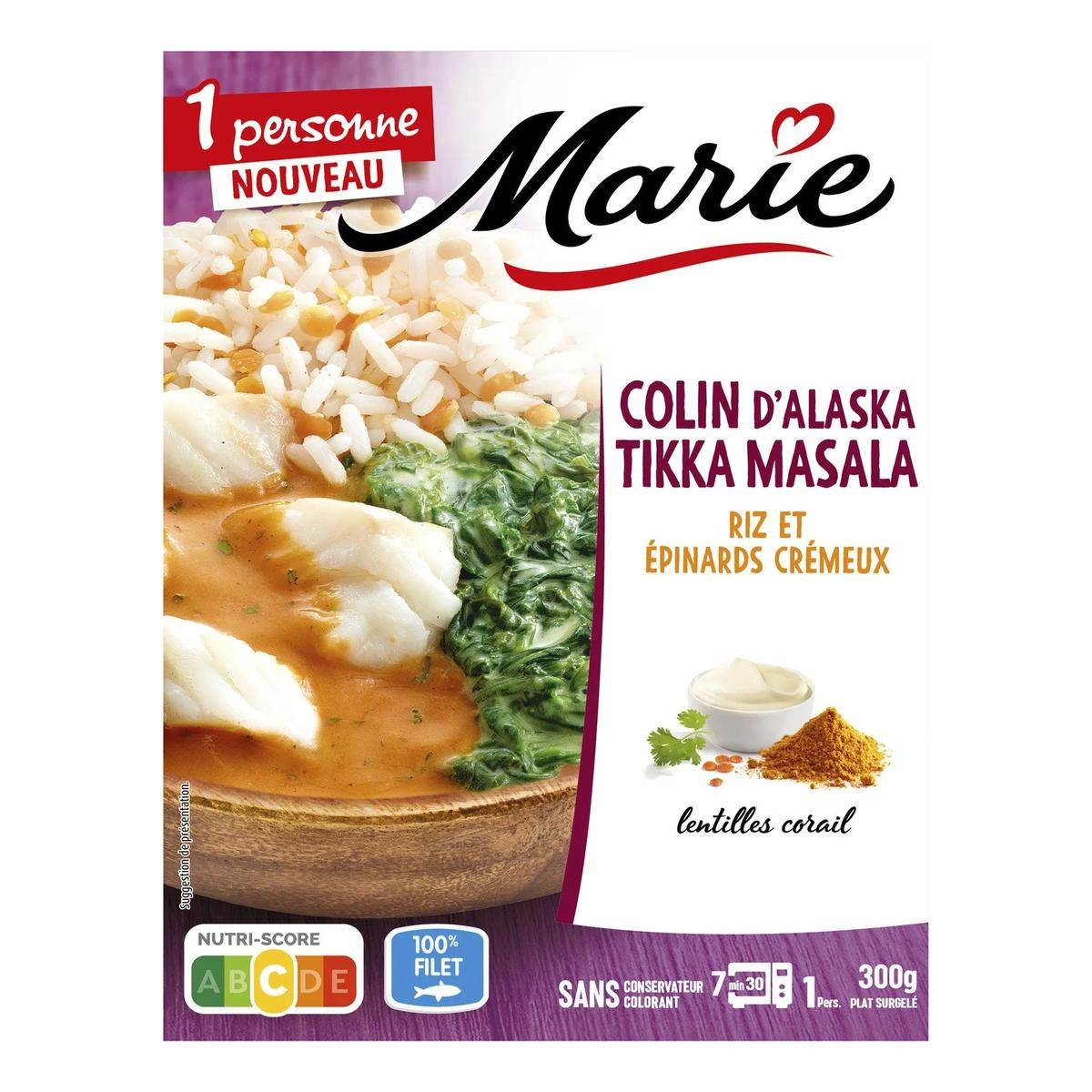 Marie Colin tikka masala épinards et riz 300g