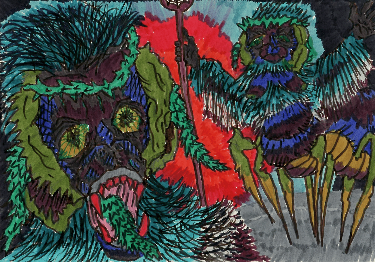Eldrich Cluster Drawing 9 v1 Dancing Orangutan.png