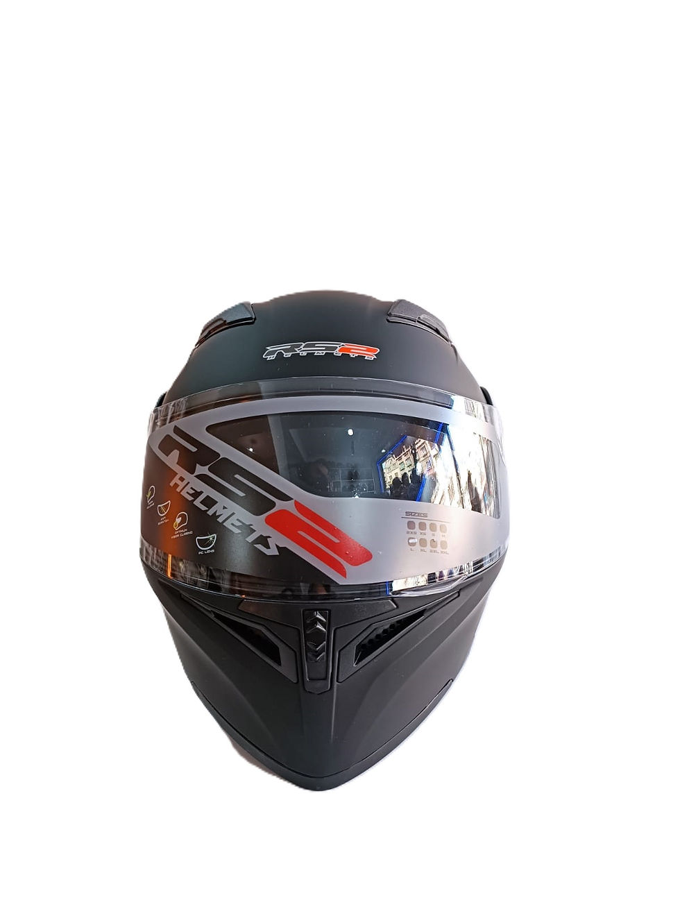 Küçük resim: KASK ÇENE AÇILIR VİZÖRLÜ MAT SİYAH RS2 ECE 2206 BELGELİ L BEDEN