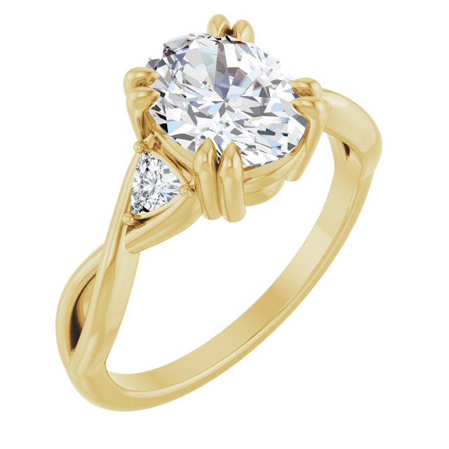 14K Yellow 2.00 CTW Oval Engagement Ring Double Claw-Prong Setting