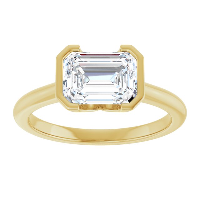 14K Yellow 1.85 Ct Emerald Engagement Ring Half-Bezel Setting