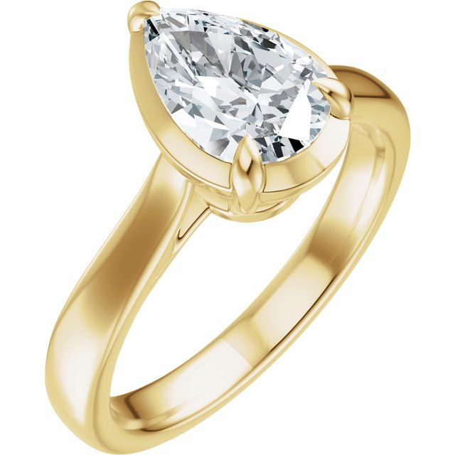 14K Yellow 1.23 Ct Pear Engagement Ring Bezel-Prong Setting
