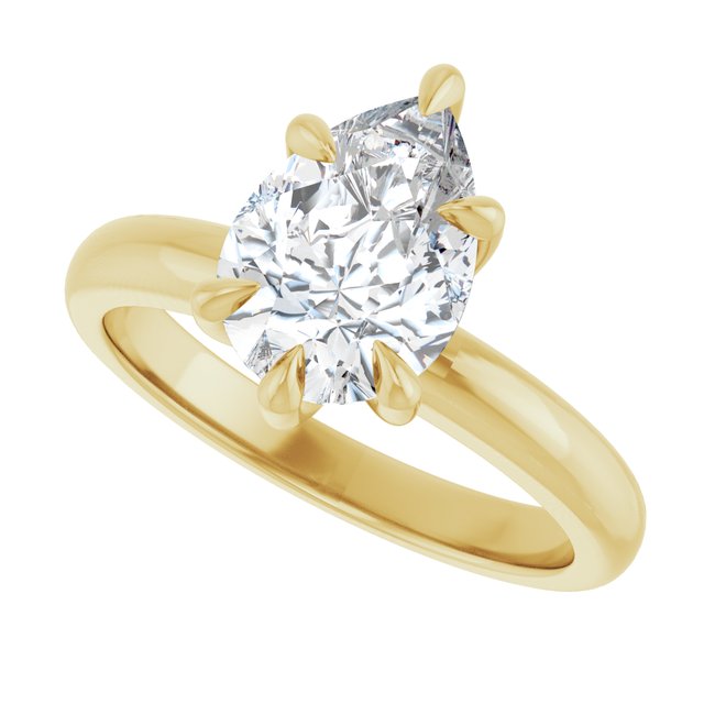 14K Yellow 1.50 Ct Pear Solitaire Engagement Ring Claw-Prong Setting