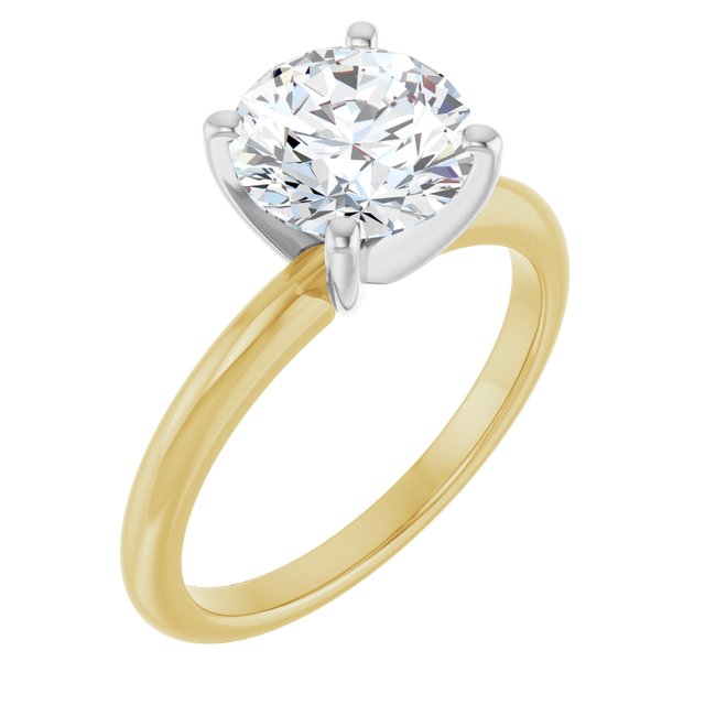 14K Yellow/White 2 Ct Round Solitaire Engagement Ring