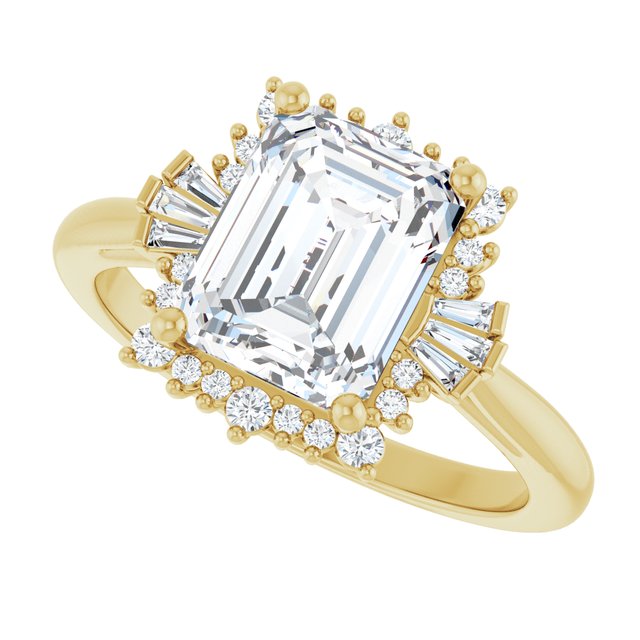 14K Yellow 3.11 CTW Emerald Halo-Style Engagement Ring