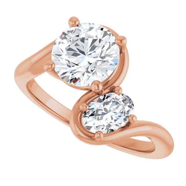 Round and Oval two-stone engagement ring