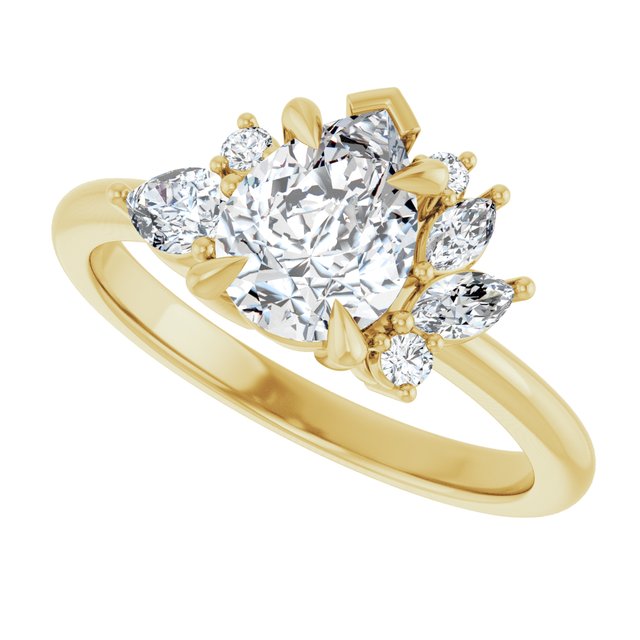 14K Yellow 1.39 CTW Pear Claw-Prong Accented Engagement Ring