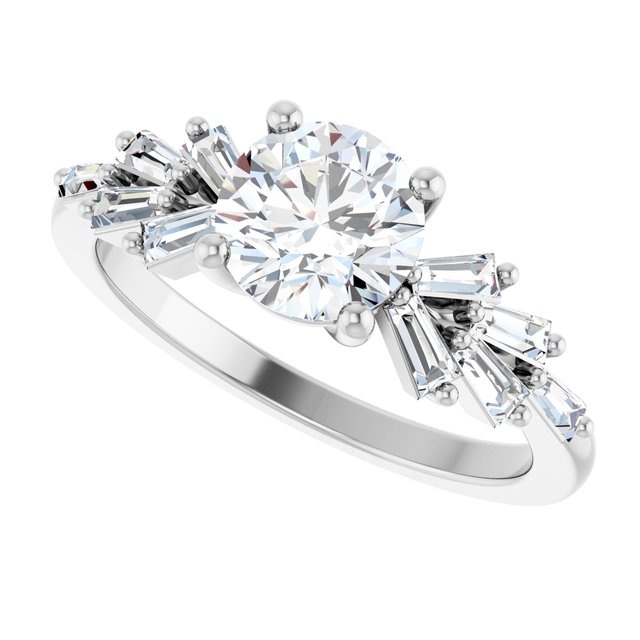 14K White 1.38 CTW Round Accented Engagement Ring