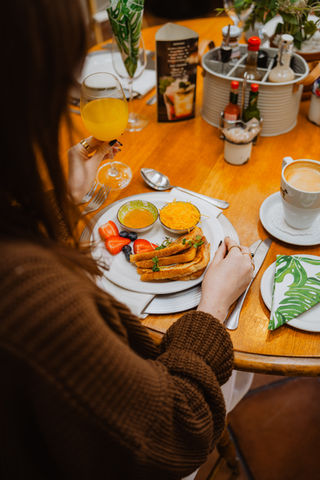 Freshly prepared restaurant meal served at Greenfields Vintage Restaurant