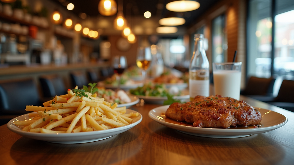 Eye-level view of a local restaurant showcasing its new menu items