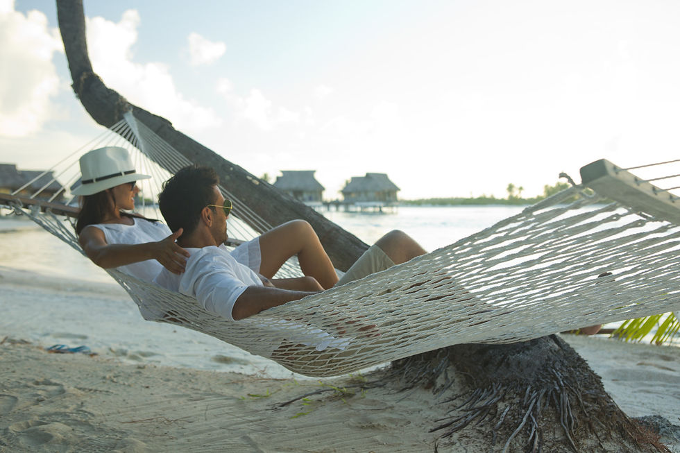 Resting on a hammock in French Polynesia