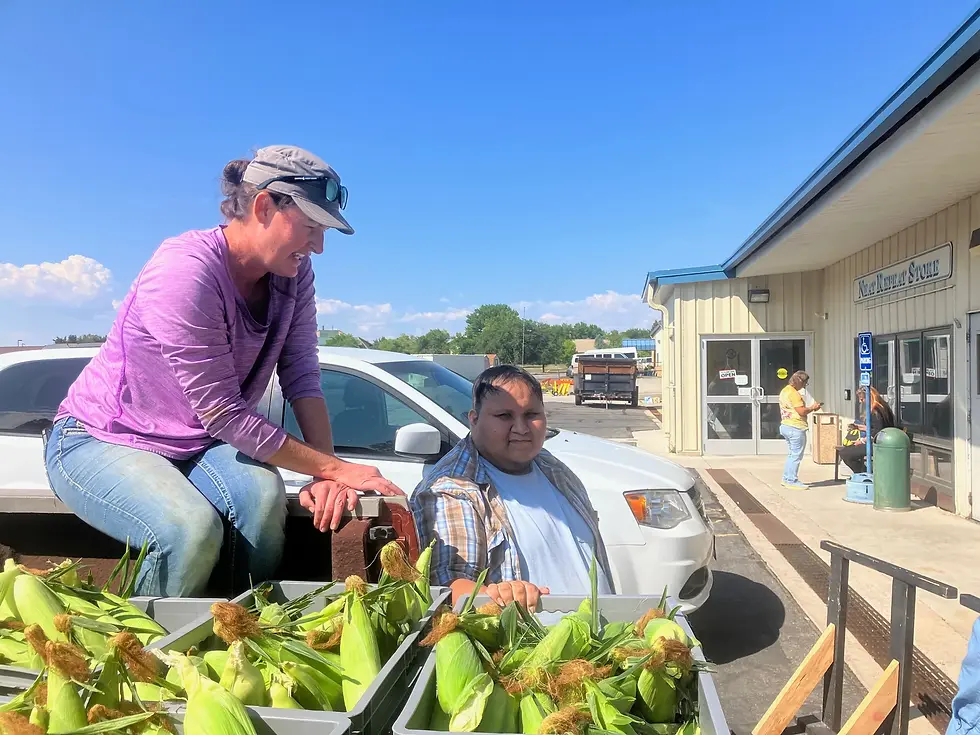 Lindsey Anderson of 1890 Farms LLC donated a truckload of sweetcorn to CES yesterday.