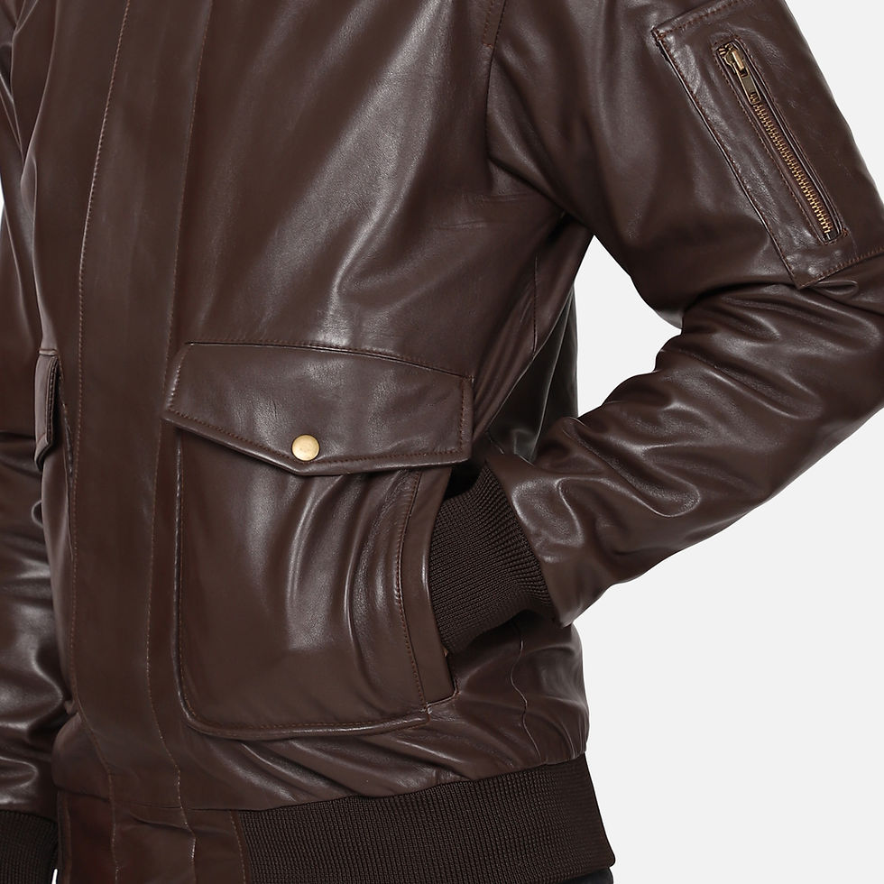 Thumbnail: Vikram Bomber With Shearling Collar Leather Jacket
