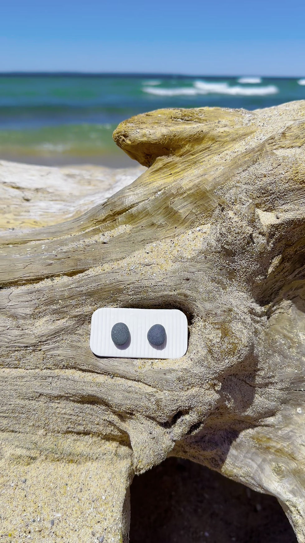 Thumbnail: Black Pearl Oval Basalt Studs