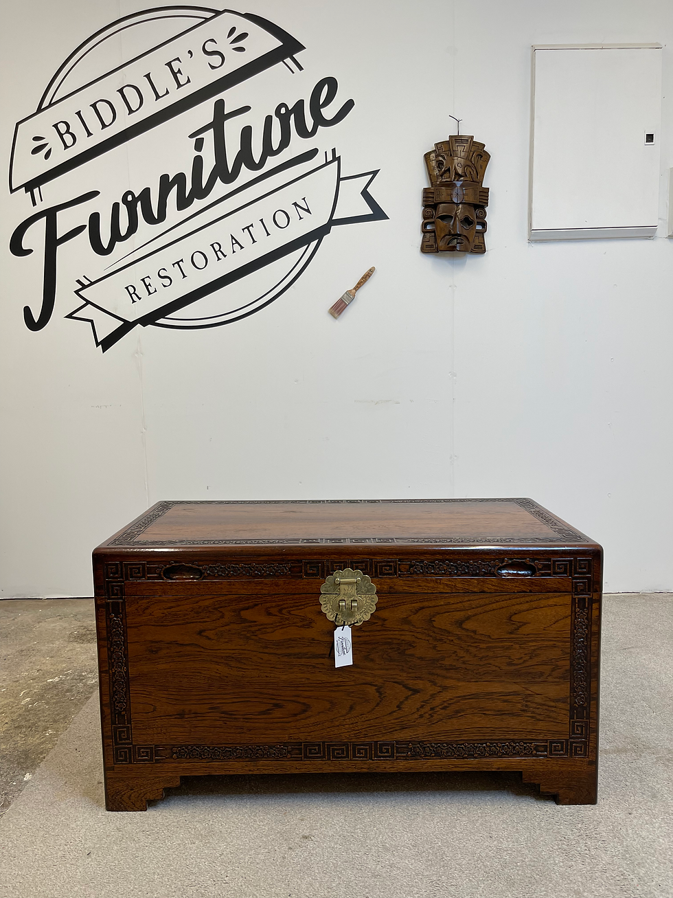 Thumbnail: Early 20th Century Chinese Carved Camphor Wood Chest 