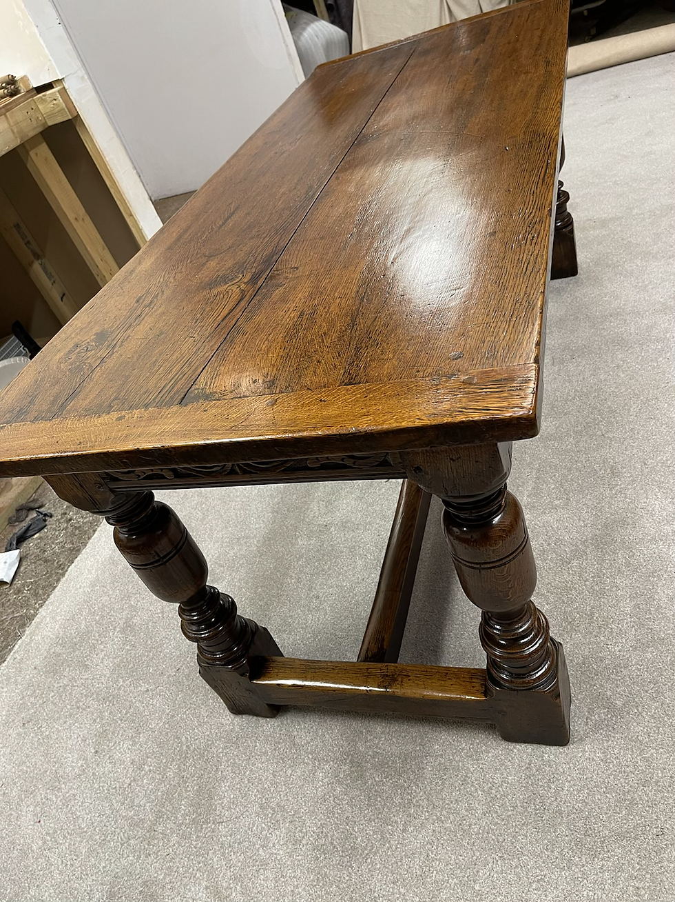 Thumbnail: Early Edwardian Hand Carved Oak Refectory Table