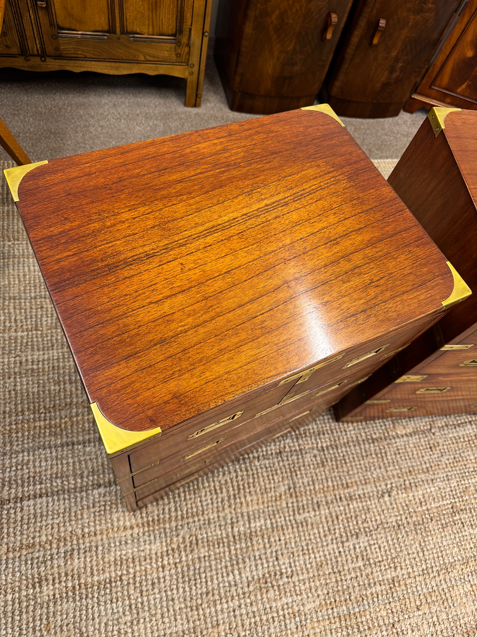 Thumbnail: Pair of Campaign Style Hardwood Chests
